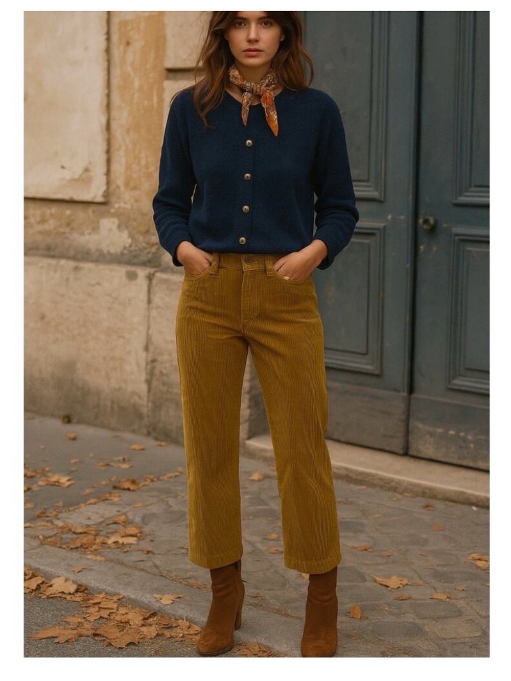 Isabel Marant 4 Straight Leg Mid Rise CORDUROY Reo Pants $595 Crop yellow